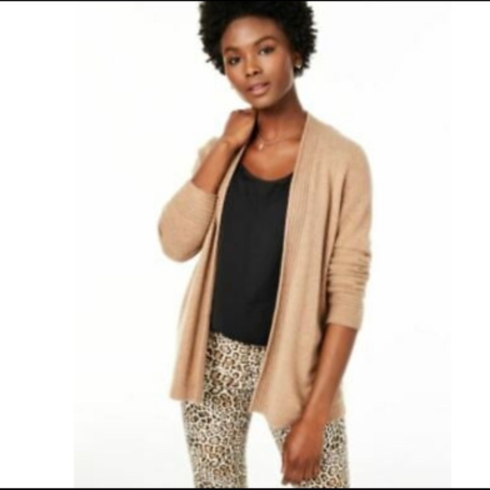 Charter Club Luxury Cashmere open front Cardigan Camel